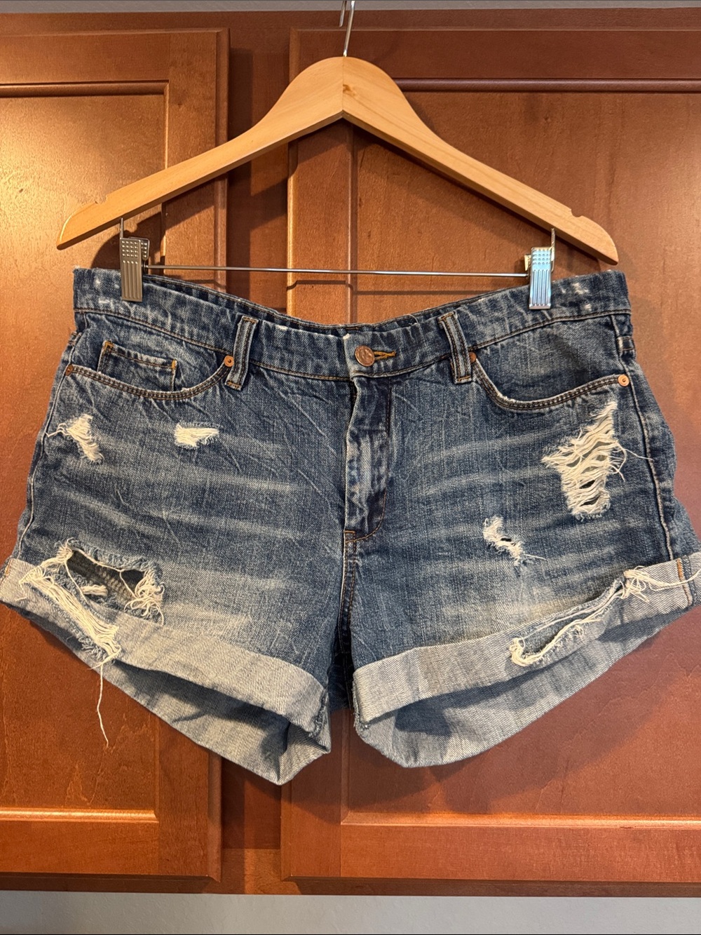 Blank NYC Distressed Rolled-Hem Jean Shorts - Blue